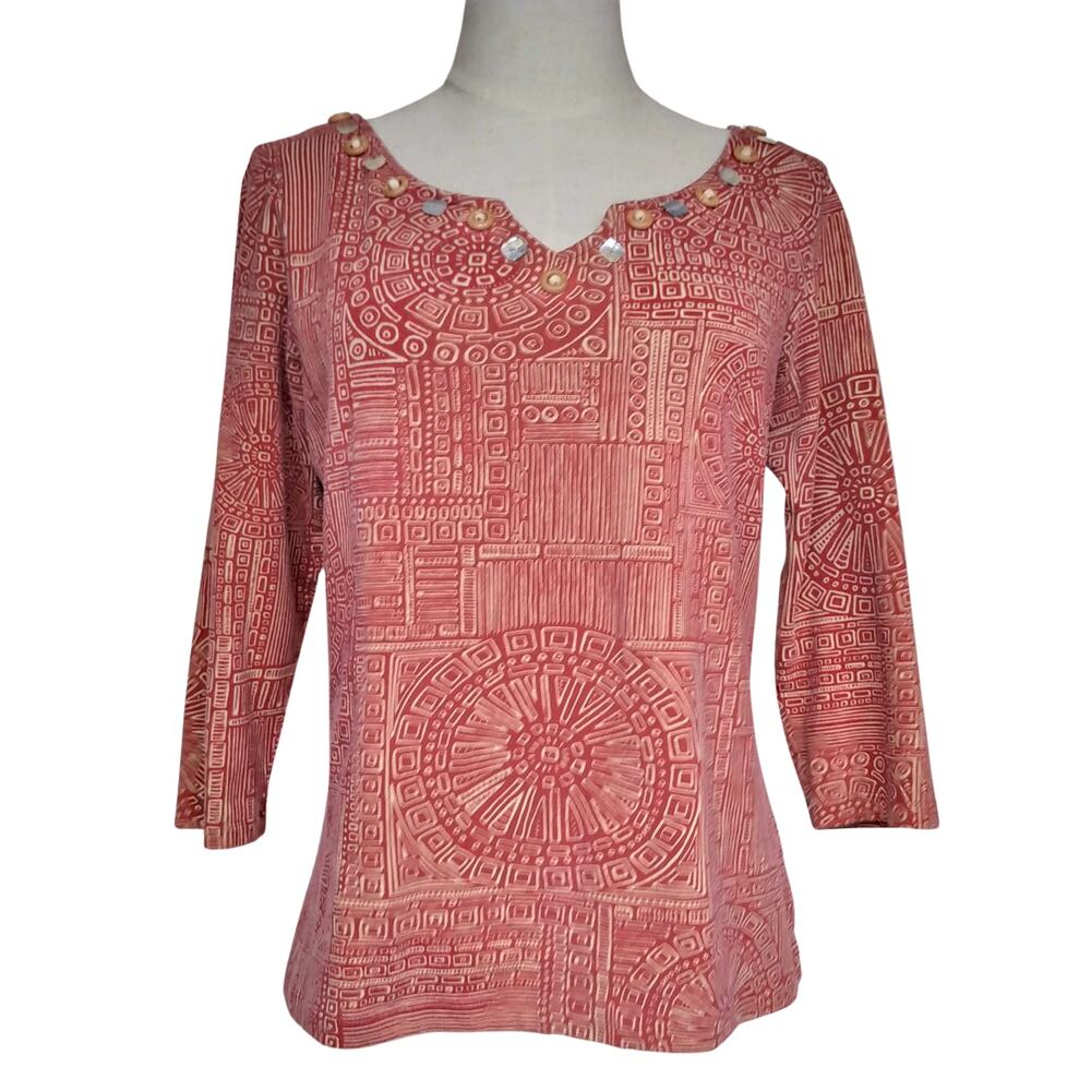 Ruby Rd. Geometric Print Boho Top - Picture 3 of 13
